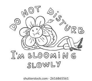 Funny line art, comic print, lazy quote sublimation and embroidery design