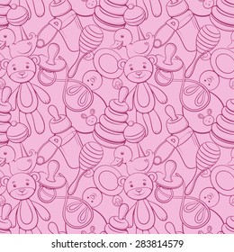 funny line baby vector seamless pattern 