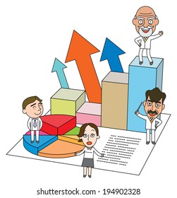 Funny line character illustration Business Story series