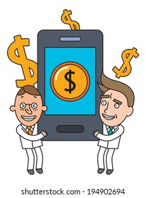 Funny line character illustration Business Story series