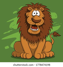 Funny lion with background illustration vector