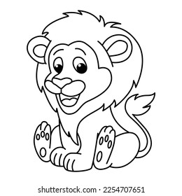 Graciosa ilustración vectorial de personajes de dibujos animados de leones. Para los niños coloreando el libro.