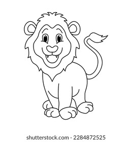 Graciosa ilustración vectorial de personajes de dibujos animados de leones. Para los niños coloreando el libro.