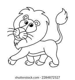Graciosa ilustración vectorial de personajes de dibujos animados de leones. Para los niños coloreando el libro.