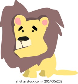 Funny Lion Cartoon Isolated Vector For Children