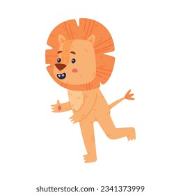 Funny Lion Character with Mane Running Ahead Vector Illustration