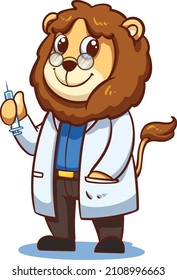 Funny Lion with Doctor Uniform 
