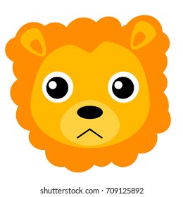 Funny Lion Face, Isolated on White

