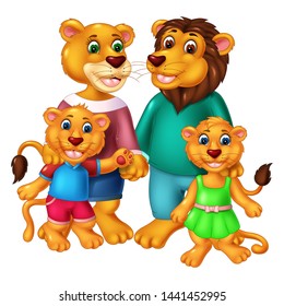 Funny Lion Family Cartoon for your design