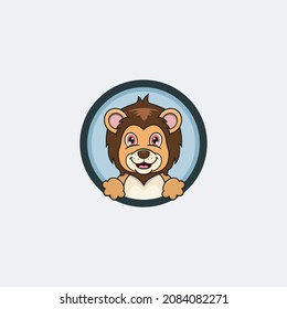 Funny Lion Head Character Design. Perfect For Logo, Label, Template and Icon. Vector and Illustration.