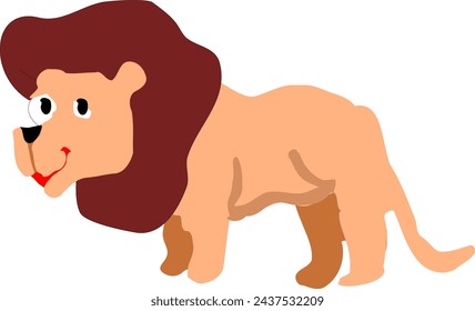 Funny Lion Isolated Animal Cartoon Vector