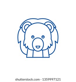 Funny lion line icon concept. Funny lion flat  vector symbol, sign, outline illustration.