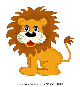 león gracioso en fondo blanco, ilustración vectorial