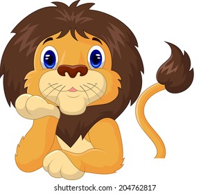 Funny lion relaxing
