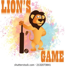 Funny Lions Playing Sports, Cute animals illustration vector. Rabbit, flamingo, bear, cat, elephant. Eps 10.