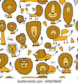 Funny lions, seamless pattern for your design
