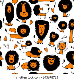 Funny lions, seamless pattern for your design