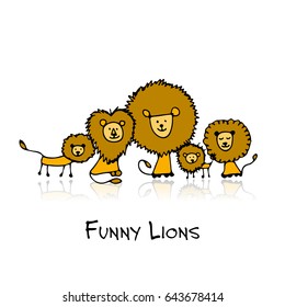 Funny lions, sketch for your design