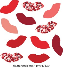 Funny lips with sequin glitter lipstick.