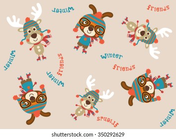 Funny little animals seamless pattern. Vector illustration. Little dog with a hat.
Easy editing artwork vector. EPS10 