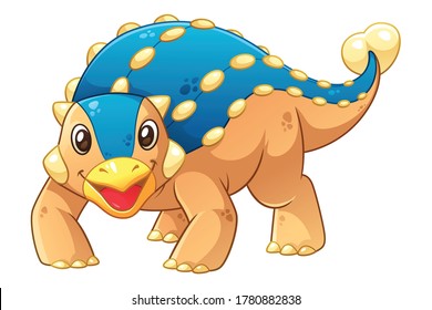 Funny Little Ankylosaurus Cartoon Illustration