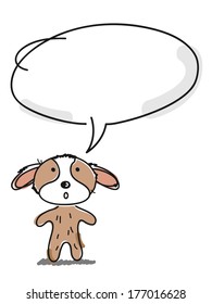 funny little baby dog with speech bubble