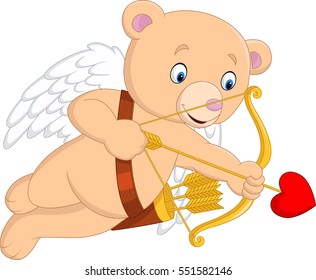 Funny little bear cupid aiming at someone