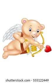 Funny little bear cupid aiming at someone