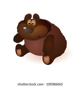 Funny little bear sitting on the floor