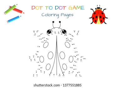 Funny little beetle. Copy the picture. Coloring book. Educational game for children. Cartoon vector illustration
