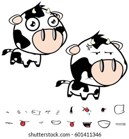 funny little big head cow expressions set in vector format very easy to edit