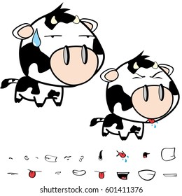 funny little big head cow expressions set in vector format very easy to edit