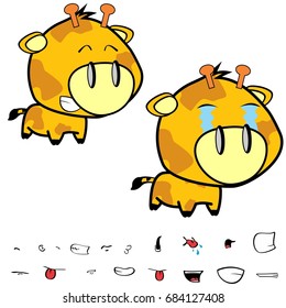 funny little big head giraffe expressions set in vector format very easy to edit 