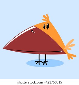 funny little bird on a blue background