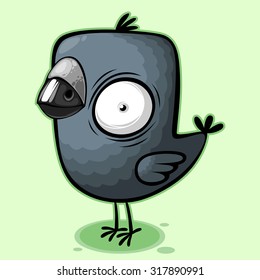 funny little bird on a green background