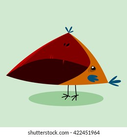 funny little bird on a green background