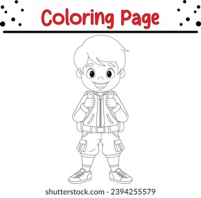 Funny Little boy coloring book page