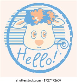 Funny little boy lamb vector character illustration