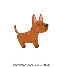 Funny little brown dog character