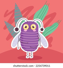 funny little bug and leaves
