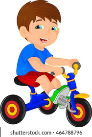 Funny Little Child On Tricycle