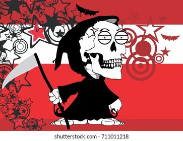 funny little chubby grim skull skeleton cartoon halloween background in vector format 