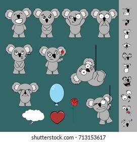 funny little chubby koala cartoon expressions set in vector format 
