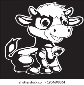 Funny Little Cow In Vector Art Style