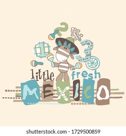 Funny little dancer donkey vector character illustration