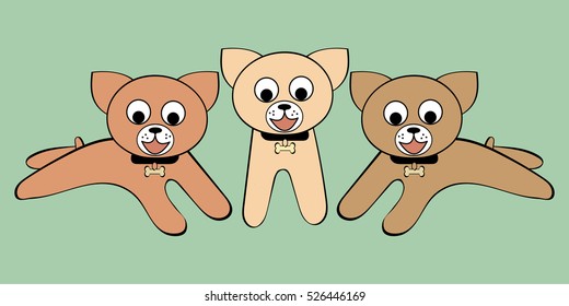 Funny little dog bones on a green field .  pattern.Vector illustration.