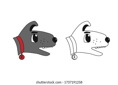 Funny little dog. Copy the image. Coloring book for the little ones. Educational game for children. Cartoon vector illustration