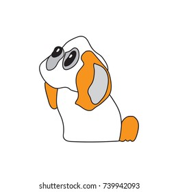 Funny little dog. Redhead puppy. Isolated illustration. Vector.