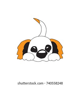 Funny little dog. Redhead puppy. Isolated illustration. Vector.