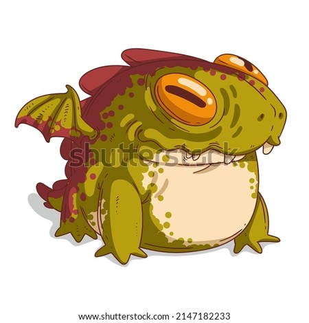 Funny Little Dragon, isolated vector illustration. Frolic flying baby dragon. Smiley Fairytale Creature. Cute mythic animal. A children's book character. A toy concept. A mascot creature. A weird pet